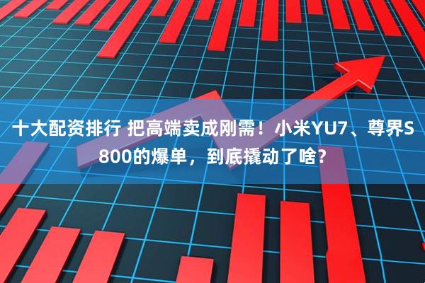 十大配资排行 把高端卖成刚需！小米YU7、尊界S800的爆单，到底撬动了啥？